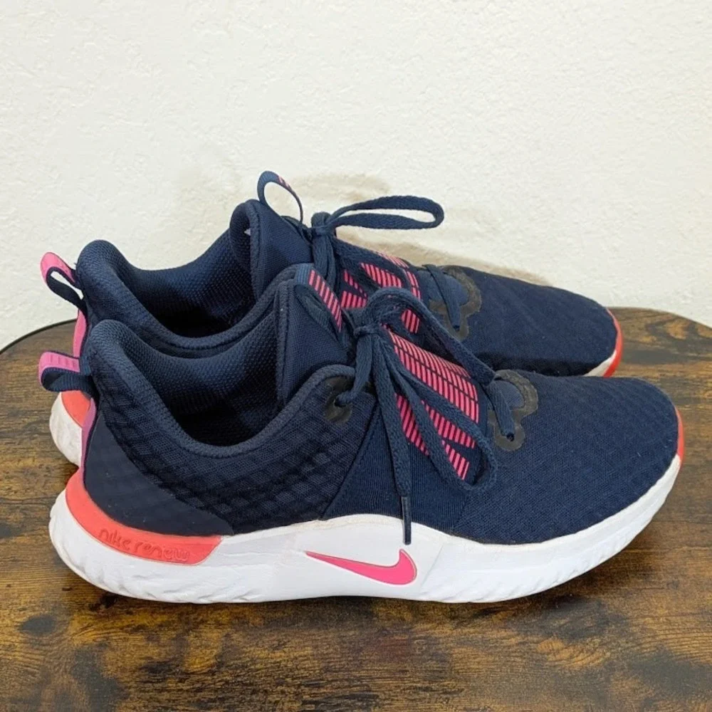 Nike Renew In-Season TR 10 Women Navy Pink Training Gym Shoes Comfort Soles Sz 8